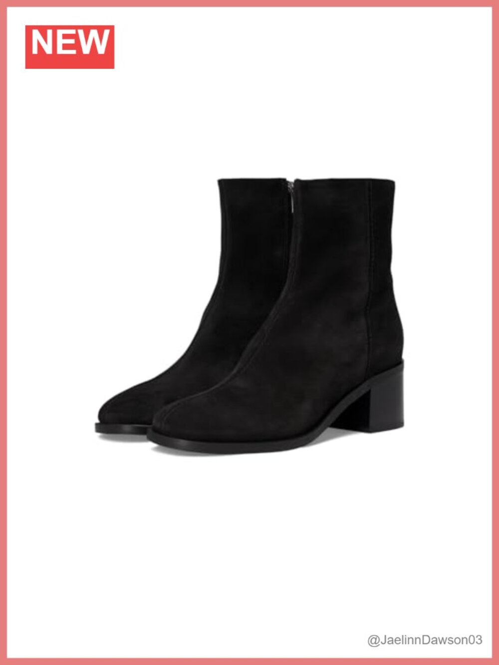 Suede Square Toe Ankle Bootie Stacked Block Heel Ankle Boots